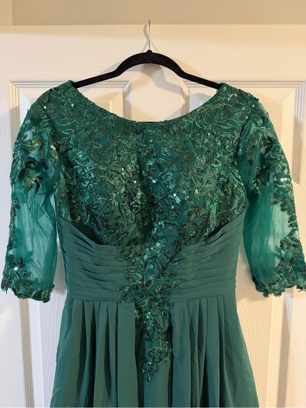 Formal Emerald Green Lace Chiffon Dress | Mother of the Bride Dress Never Worn